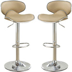 ZUN Brown Faux Leather PVC Bar Stool Counter Height Chairs Set of 2 Adjustable Height Kitchen Island HS00F1564-ID-AHD