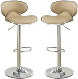 ZUN Brown Faux Leather PVC Bar Stool Counter Height Chairs Set of 2 Adjustable Height Kitchen Island HS00F1564-ID-AHD