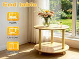 2-Tier Round End Table, Small Side Table For Room, Round Corner Table for Small Spaces, 70946243