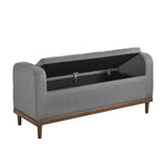 ZUN Mid-Century Modern Lift Top Storage Bench 1pc Tufted Gray Upholstered Solid Wood Walnut Finish B011P192193