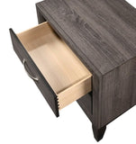 Contemporary 2-Drawer Nightstand End Table Gray Brown Finish Two Storage Drawers Metal Handles B011P159823