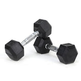 10LB 1-PairHDRS Rubber Coated Solid Cast Iron Dumbbell with Contoured Chrome Handle, 33785451