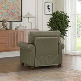 Living Room Sofa Single Seat Chair with Wood Leg Taupe Faux Leather W1097125451