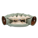 Cat's Telescopic Tunnel Cushioned Bed Pet Nest Teasing Balls Zipper Connection Feline Supplies, W2181P156712