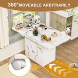 47" Wood Folding Dining Table with storage rack and cabinet, Removable Entryway Table with 6 Wheels, 89628022