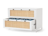 Wide Wooden Filing Cabinet, White Embossed Melamine Faced MDF with Rattan Panel, 2 35151237