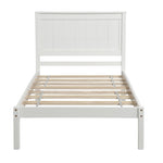 ZUN Platform Bed Frame with Headboard, Wood Slat Support, No Box Spring Needed,Twin, White 94135601
