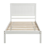 ZUN Platform Bed Frame with Headboard, Wood Slat Support, No Box Spring Needed,Twin, White 94135601