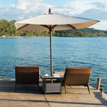 ZUN Outdoor Wicker Side Table with Umbrella Hole & Storage Space, Square PE Rattan End Table for Patio 01819860