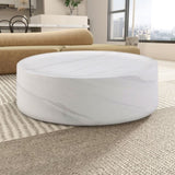 ZUN 31.49'' Round coffee table,Sturdy Fiberglass table for Living Room, White, No Need Assembly.WHITE W876P154744