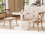 Round Tulip Dining Table, 27.6 Inch Circular Kitchen Table for 2 People, Melamine Laminated MDF 09175946