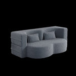 ZUN Modern Floor Sofa with 2 Pillows,Convertible Teddy Fabric Foam-Filled Sleeper Sofa Bed,15" Full Size W1885P190392