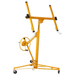 ZUN Drywall Panel hoist Drywall Lift Rolling Panel Hoist Jack Lifter 16ft yellow color W46538730