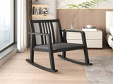 Solid Rubber Wood Rocking Chair, 400 LBS Weight Capacity Indoor Lounge Chair with Linen 90531650