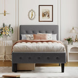 Twin Size Upholstered Platform Bed with 2 Drawers, Gray WF298240AAE