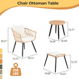 5 Piece Patio Bistro Set with Ottoman, Outdoor Wicker Apartment Balcony Furniture Sets, Rattan Table T2712P305913
