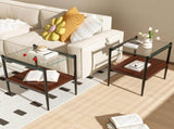 Set of 2 Rectangle End Table, Tempered Glass Tabletop with MDF layer, Modern Table for Living Room , W241P184246