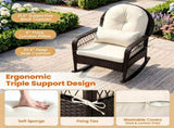 Heavy Duty PE Wicker Patio Rocking Chair 400LBS, Outdoor Rocker with Removable Washable Sponge 98091753