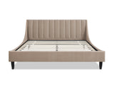 Aspen Vertical Tufted Modern Headboard Platform Bed Set, Queen, Mink Beige Performance Velvet B2719P238510