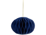 Accordion Honeycomb Foldable Paper Christmas Ornaments - 4" - Navy Blue - Set of 4 88387804