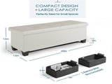 Ottoman with Storage Bench, 43-inch Storage Ottoman, Leather, White 63099762