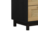 30.31"3-Drawers Storage Cabinet Rope Woven Drawer,for Bedroom,Living Room,Dining Room,Hallways,Black W757P151925