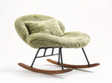 25.59"W x 33.66"D x 29.53"H Indoor Plush Rocking Chair, Soft Fluffy Lounge Rocker with White Metal 96056141