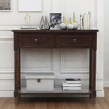 ZUN TREXM Daisy Series Console Table Traditional Design with Two Drawers and Bottom Shelf WF191267AAB