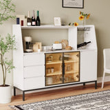 Modern sideboard with 3 drawers and glass door locker, side cabinet can store wine glasses W1320P195406