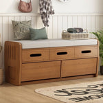 ZUN TREXM Rustic Storage Bench with 2 Drawers, Hidden Storage Space, and 3 False Drawers at the Top, WF323695AAN