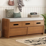 ZUN TREXM Rustic Storage Bench with 2 Drawers, Hidden Storage Space, and 3 False Drawers at the Top, WF323695AAN