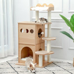 ZUN Modern Cat Tree Wooden Multi-Level Cat Tower Deeper Version Of Cat Sky Castle With 2 Cozy Condos, 90724673