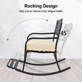 Metal Chair, Outdoor Bench with Cushion, Patio Rocker with Footrest, Weatherproof 64175389