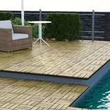 10 PCS Interlocking Deck Tiles Checker Pattern, 12" x 12" Square Yellow Acacia Hardwood Outdoor 17936528