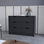 ZUN Basilea 4 Drawers Double Dresser with 2 pull down Cabinets Black B200P239598