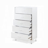 White 5-Drawer Chest with Single Handles B062P209028