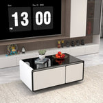 ZUN Modern Smart Coffee Table with Built in Fridge, Outlet Protection,Wireless Charging, Mechanical W1172137645