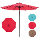 10 ft Patio Umbrella for Table, Outdoor Sun Umbrella with 32 LED Solar Lights, Red 98770700