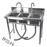 39.3 Stainless Steel Commercial Kitchen Sink Outdoor Sink with 2 Inserts, 3 Slots for Restaurant 99584050