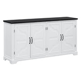U_STYLE American Country Style Wooden Sideboard with Pine Doors and Legs, 4 Metal Handles, for N711P239354K