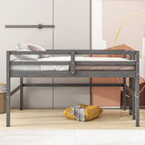 ZUN Wood Twin Size Loft Bed with Side Ladder, Antique Grey WF312787AAE