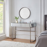 39" Mirrored Makeup Vanity Table with Stainless Steel Base, Mirrored Console Dressing Table with 2 N704P171796N