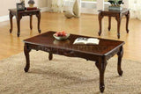 3pc Coffee Table Traditional Style Dark Cherry Finish Cabriole Legs And Intricate Design B011P356773