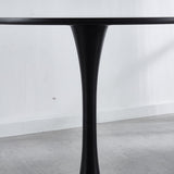 42.1"BLACK Table Mid-century Dining Table for 4-6 people With Round Mdf Table Top, Pedestal Dining W234119836