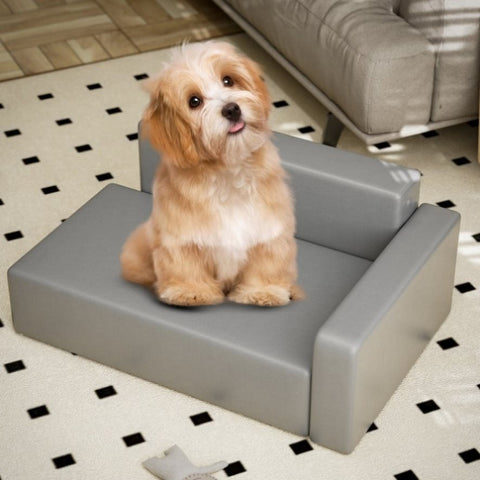 ZUN Modern Dog Sofa PU Leather Sturdy Dog Couch for Small Medium Dogs Waterproof Pet Sofa for Cats 38337400