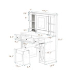 ZUN Farmhouse Vanity Desk with Sliding Mirror,Lights and Charging Station,Makeup Table Desk with W760P206129