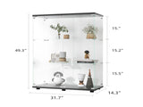 Two-door Glass Display Cabinet 3 Shelves with Door, Floor Standing Curio Bookshelf for Living Room W1806104445