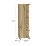 Urano Mirror Linen Cabinet, Four Interior Shelves, Five External Shelves -Light Oak B07091989
