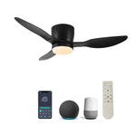 ZUN 42" Smart Flush Mount Fans with Lights Remote,Quiet DC Motor,Outdoor Indoor Low Profile W2352P204479