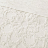 Tufted Cotton Chenille Medallion Fringe Coverlet Mini Set Off-White Full/Queen B03597523